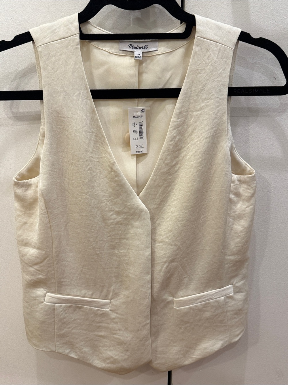 NWT Madewell Pale Yellow Vest Size 00